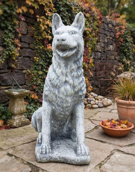 Deutscher Schäferhund Figur Hundefigur Gartendeko Tierfigur Beton Steinfigur 70cm