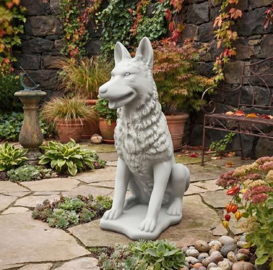 Deutscher Schäferhund Figur Hundefigur Gartendeko Tierfigur Beton Steinfigur 70cm