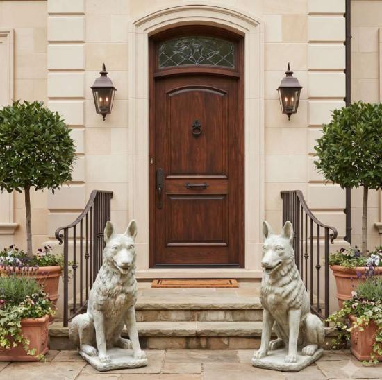 Deutscher Schäferhund Figur Hundefigur Gartendeko Tierfigur Beton Steinfigur 70cm