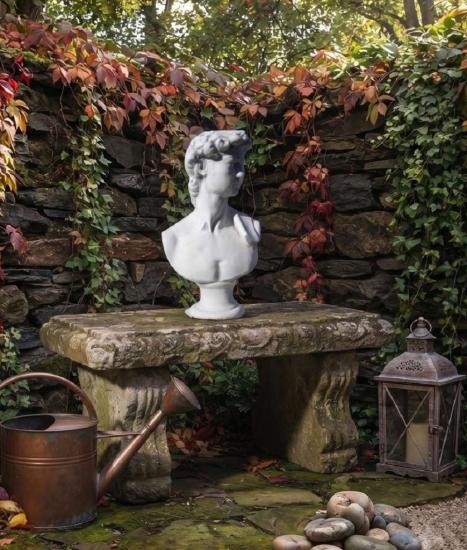 Davidbüste der bekannten Gartenskulptur Büsten als Gartendeko Skulptur 53cm