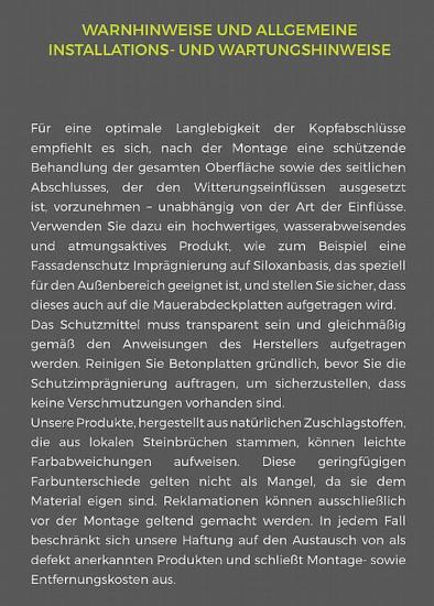 Beton Mauerabdeckung Eckwinkel 100cm lang 8 Breiten 5 Farben Elite Mauerkappen Abdeckplatten