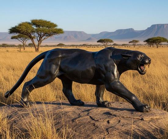 Panther Bronzefigur