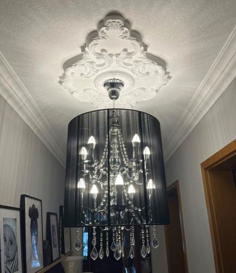 Deckenrosette oval | Polyurethan Hartschaum weiße Oberfläche 94x66cm