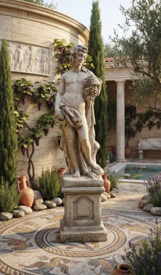 Bacchus Weingeist Dionysos Gartenfigur mit Wein Vierjahreszeiten Figuren mit Sockel 167cm