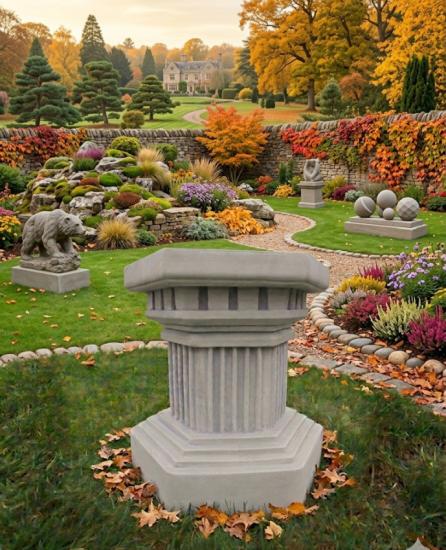 Sechs eckiger Steinsockel für Garten Figuren Pflanzkübel