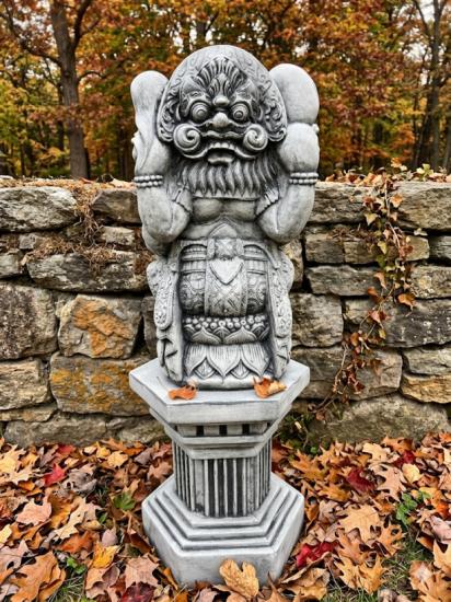 Bali Elefantengott Figur Ganesha Elefantenfigur Lotusblume Tempel Wächter Torwächter Steinfigur mit Sockel 105cm