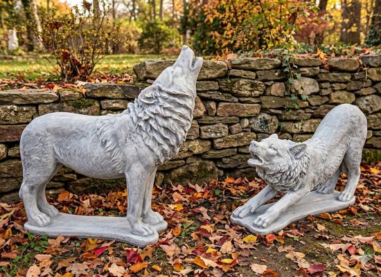 Wölfe Steinfiguren lebensgroße Steinguss Wolffiguren Gartendekoration Tierfiguren 297kg
