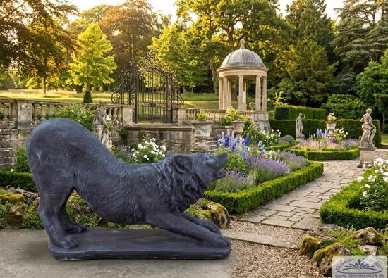 Wolf lebendsgroß Beton Steinguss Figur Gartendekoration Tierfigur Länge 100cm 140kg