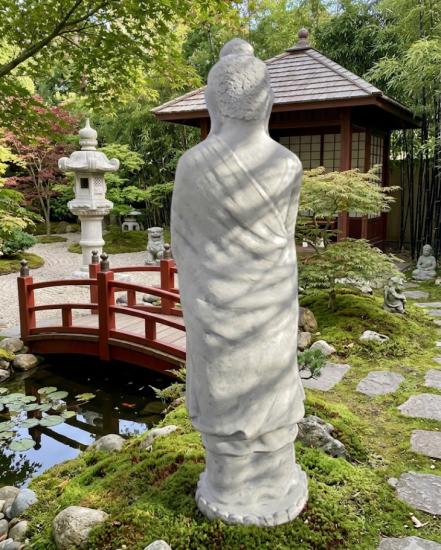 Buddha Mönch Tempelwächter Gartenfigur Steinfigur Steinguss Gartendekoration 115cm