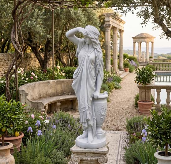 Gartenfigur Frau „Schau ins Land“ Klassische Steinguss-Skulptur für Garten Park und Terrasse 85cm