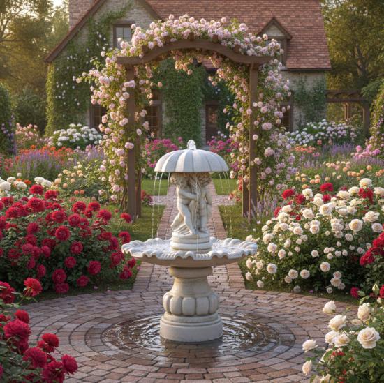 Springbrunnen mit Kinder Figuren Gruppe