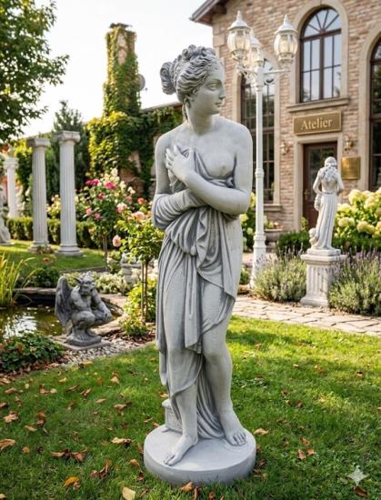 Gartenfigur Frau mit Tuch Gartendekoration Beton Steinfigur