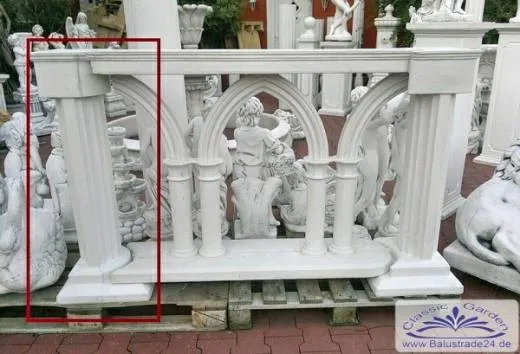 BAD-7126 Abschlusspfeiler links für Balustrade mit gotischen Bogen als dekoratives Zaun Abschluss Element