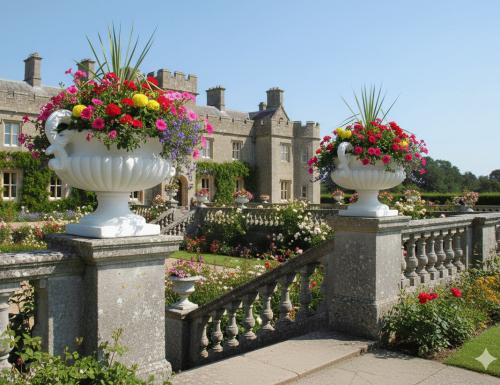 Blumenschale Henkelvase Barock Design Gartendeko Ziervase 53cm Durchmesser