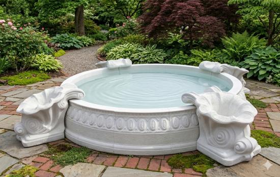 Brunnenring Gartenbrunnen Springbrunnen Wasserbecken mit Muschelelemente | Baumring 156cm