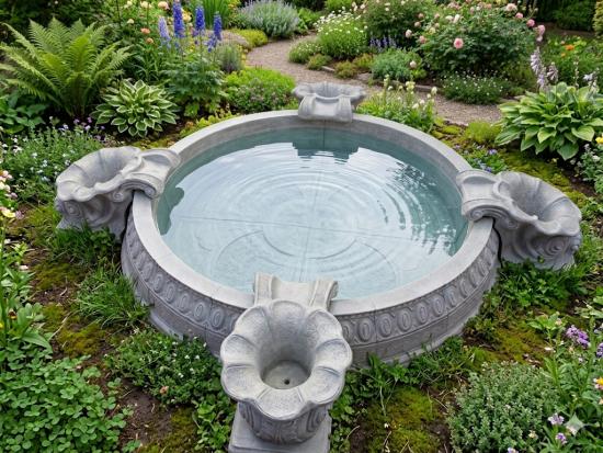 Brunnenring Gartenbrunnen Springbrunnen Wasserbecken mit Muschelelemente