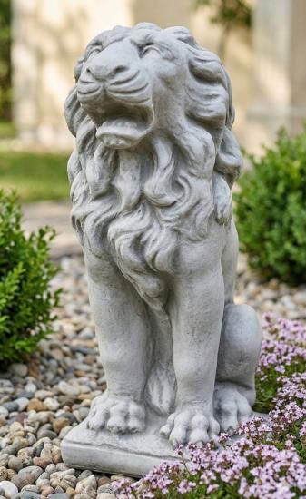 Löwenfigur gerader Blick sitzende Torlöwen Gartendekoration Steinfigur 51cm