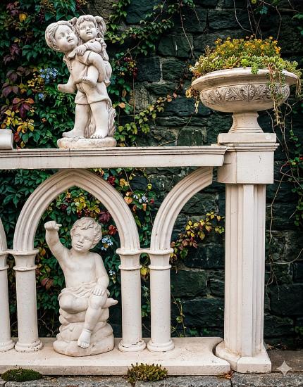 Betonzaun gotischen Bogen Balustrade Strassencafe Lokal Terrasse Gartendekoration 123cm lang