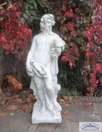 BAD-0152 Bacchus Weingeist Dionysos Gartenfigur mit Wein aus Vierjahreszeiten Figuren als Steinfigur 126cm 130kg