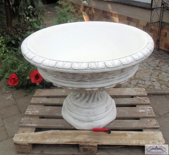 Große Blumen Pflanzschale mit Standfuß Pflanzgefäß Blumenschale Beton Steinguss