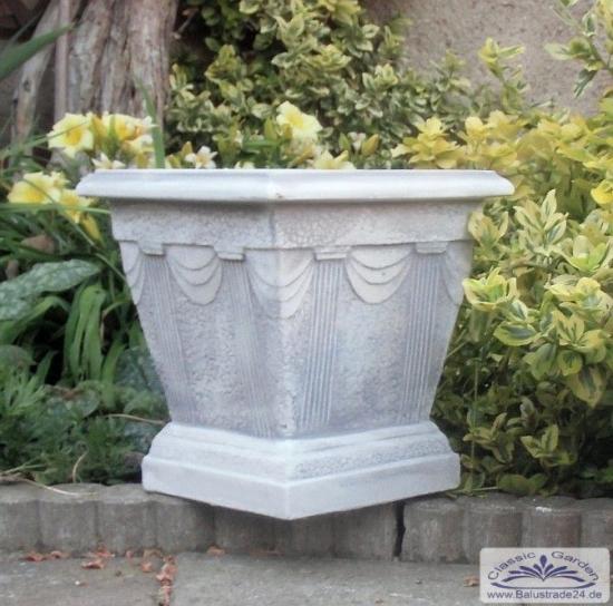 Vierkant Pflanzkübel mit Verzierung Pflanzgefäß Balkonkübel Beton Steinguss Blumenkübel 40x40cm