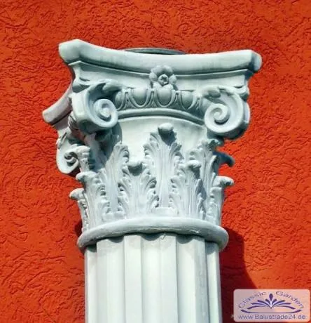 S631 Kapitell korinthisch für Betonsäulen mit 30cm Säulenkapitell für griechische Säulen aus Weissbeton Steinguss