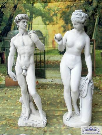 Eva gartenfigur mit Apfel in der hand
