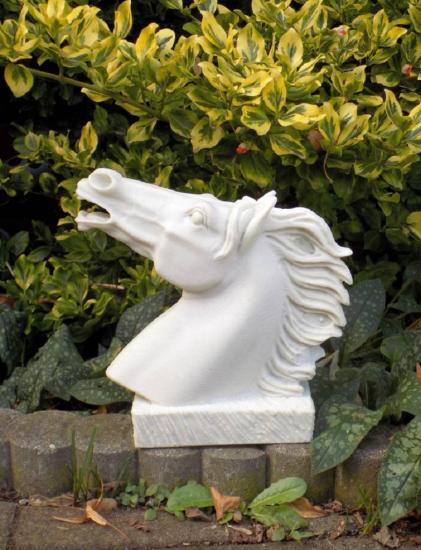 Kunsteinfigur Marmorfigur Pferdekopf Plastik antike Marmor Optik 24cm
