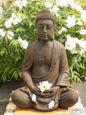 XXL Buddha Steinfigur als Feng Shui Figur in Farbe braun