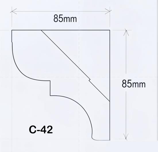 Eckprofil C-42 Gipsstuck Kehle 85x85mm Hohlkehle Stuckleiste Gips Stuck 300cm