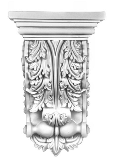 C2006 Schmuck Wandkonsole mit Loch für Vorhang Stange als leichte Konsole aus Polyurethan Hartschaum 255x165mm