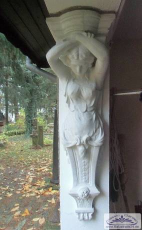 Wandkonsole weiblich Balkonwinkel Skulptur Karyatiden Figur Galionsfigur Frau Konsole Beton Fassaden Steinfigur FI-C55