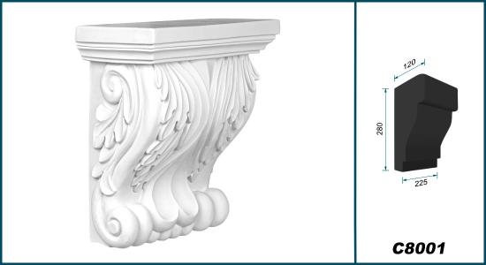 C8001 Schmuck Wandkonsole als Regalkonsole leichte Konsole aus Polyurethan Hartschaum 225x280mm