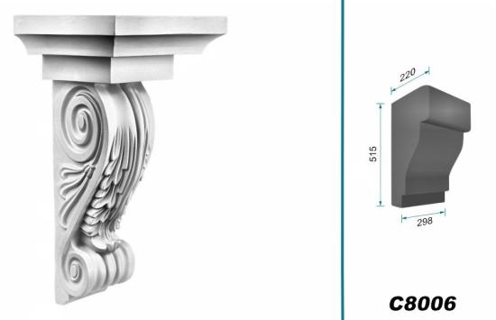 C8006 Schmuck Wandkonsole als Regalkonsole leichte Konsole aus Polyurethan Hartschaum 515x298mm