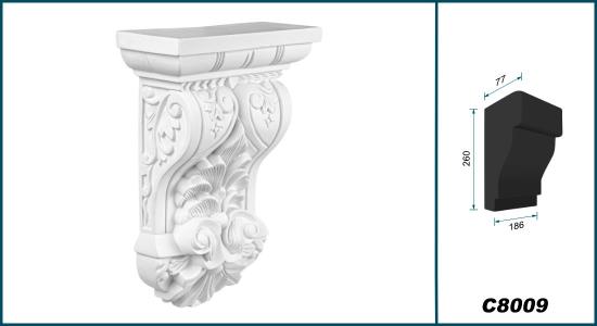 C8009 Schmuck Wandkonsole als Regalkonsole leichte Konsole aus Polyurethan Hartschaum 186x260mm