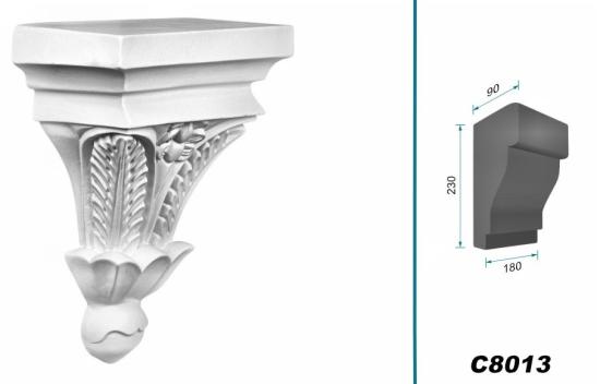 C8013 Schmuck Wandkonsole als Regalkonsole leichte Konsole aus Polyurethan Hartschaum 230x180mm