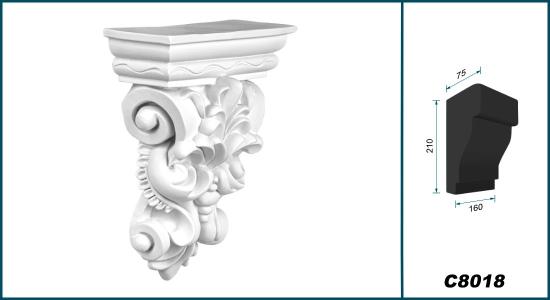 C8018 Schmuck Wandkonsole als Regalkonsole leichte Konsole aus Polyurethan Hartschaum 160x210mm