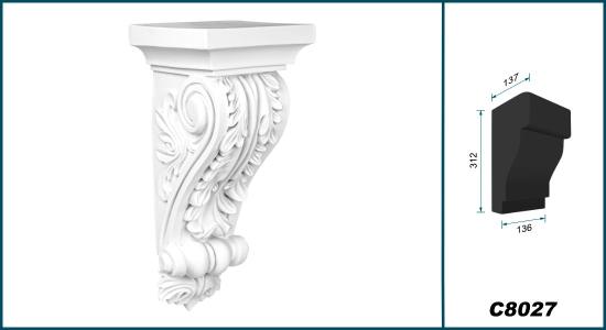 C8027 Schmuck Wandkonsole als Regalkonsole leichte Konsole aus Polyurethan Hartschaum 136x312mm