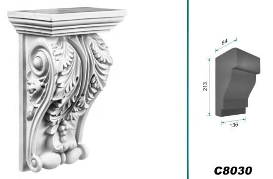 C8030 Schmuck Wandkonsole als Regalkonsole leichte Konsole aus Polyurethan Hartschaum 213x136mm