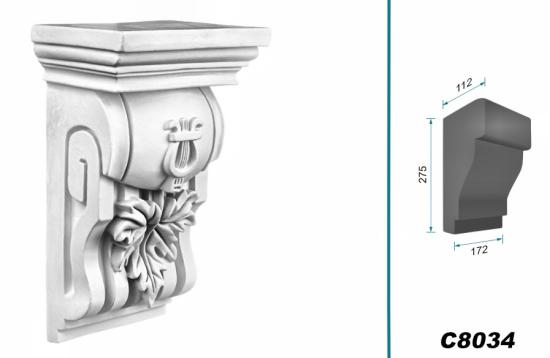 C8034 Schmuck Wandkonsole als Regalkonsole leichte Konsole aus Polyurethan Hartschaum 275x172mm