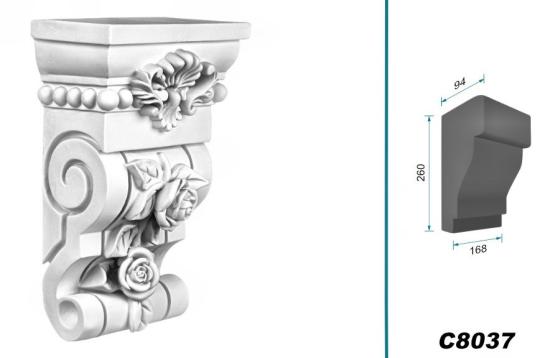 C8037 Zierstuck Wandkonsole als Regalkonsole leichte Konsole aus Polyurethan Hartschaum 260x168mm