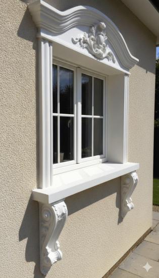 Fassadenstuck Fenster Stuck Gesims Konsolen Zierstuck Betonelement für Aussen