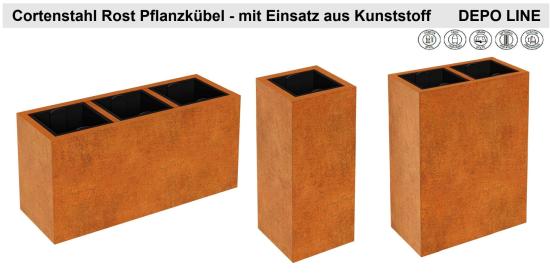 flache stahl pflanzkästen aus cortenstahl edelrost
