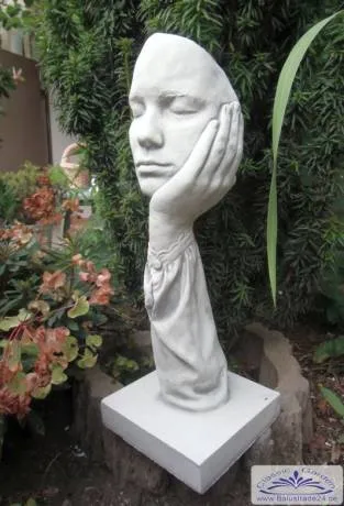 BAD-7233 Der Denker Skurrile Skulptur Portrait Maske Hand mit Gesicht Büste Modern Art Design Figur 48cm 9kg
