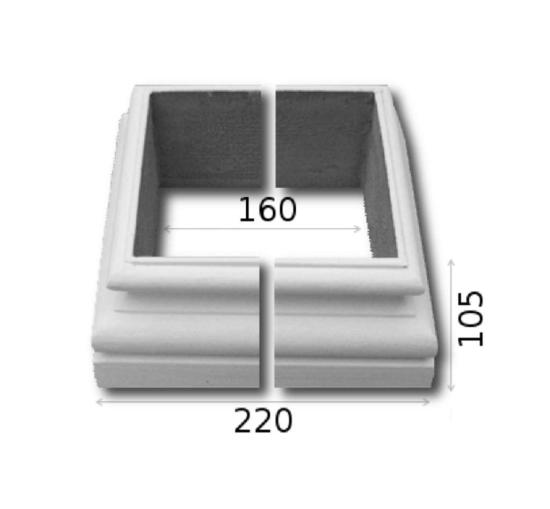 Kapitell Sockel Basis für eckige Säulen 15cm U-Halbschale zur Säulenverkleidung EKBA15cm