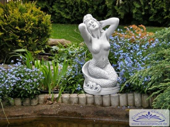 Gartenteich Steinfigur Meerjungfrau