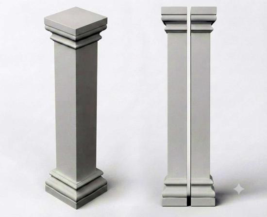 Styroporsäule 35cm eckige glatte U-Halbschale Leichtbausäulen Säulenverkleidung ESA35G