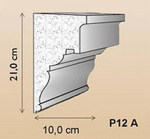 P12A Fassadenstuck Profilleiste Baudekore Gesimsstuck Styroporstuck Fassadenprofile 210x100mm 300cm
