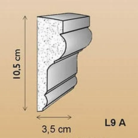 L9A Fassadenstuck Leiste Styroporstuck Profil Stuckprofile Fassadenleisten 105x35mm 300cm
