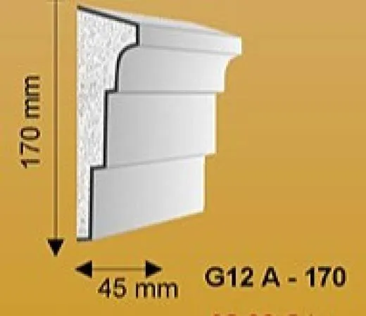 Aussenstuck Gesimsleiste G12A 170x45mm Baudekore Stuck Fassadenleiste Fassadenprofil Fassadenstuck 300cm